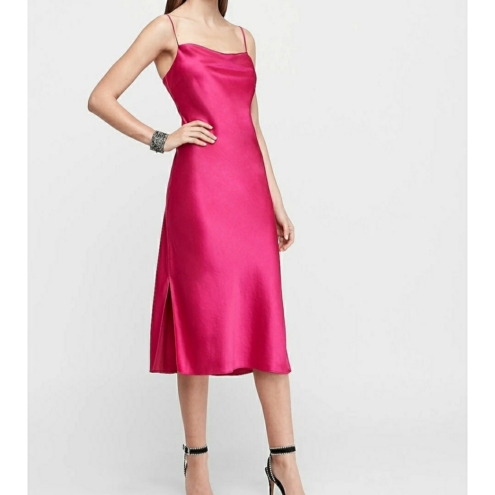 NWT Express Satin Pink Midi Dress